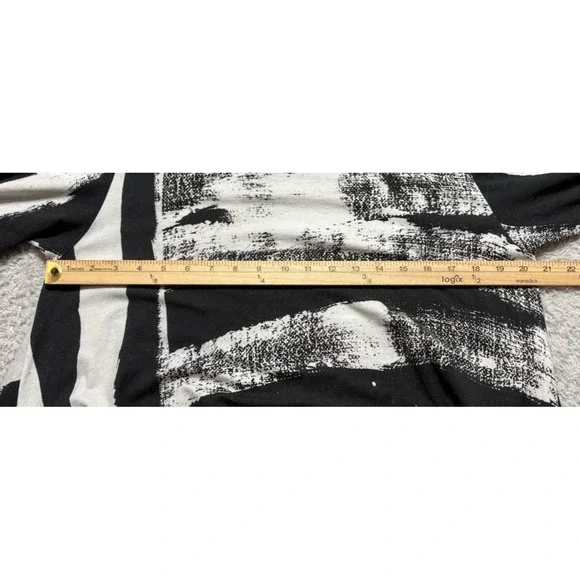 Alembika Womens Black White Long Sleeve Dress Lagenlook Pockets Artsy XL - Picture 9 of 10